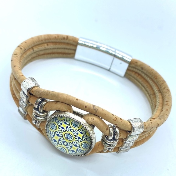 Cork Bracelet Handcrafted With Magnetic Clasp. - Picture 1 of 6